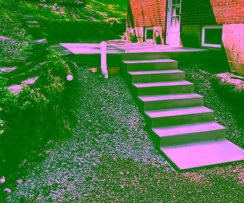 Concrete steps with gravel path