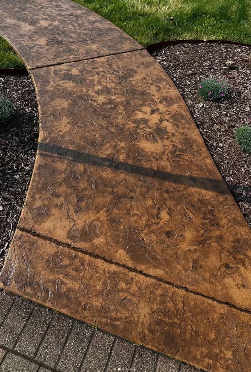 Decorative stamped concrete walkway installation in Pittsburgh