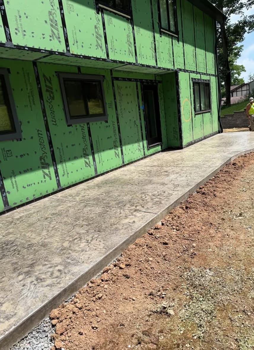 Stamped concrete walkway